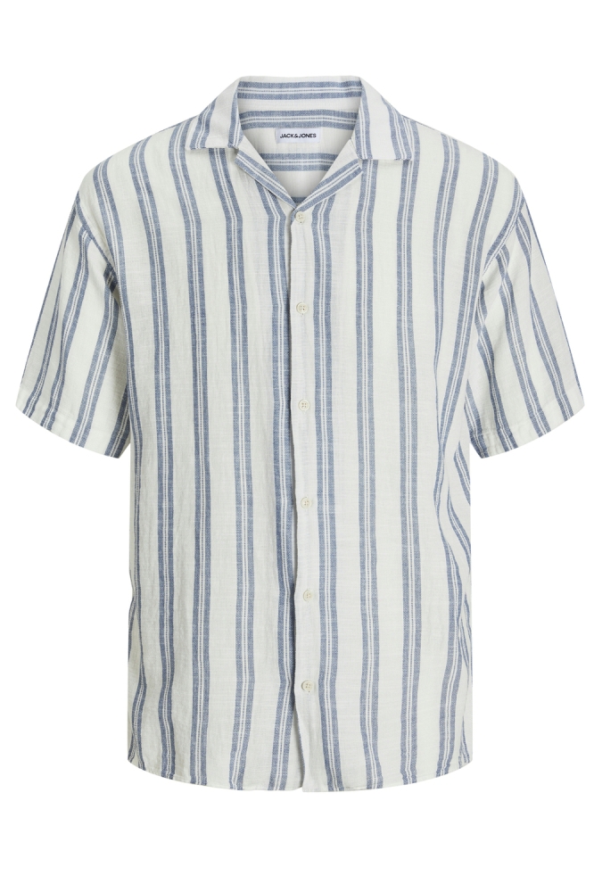 JJEENZO STRIPE RESORT SHIRT SS SN 12268457 White